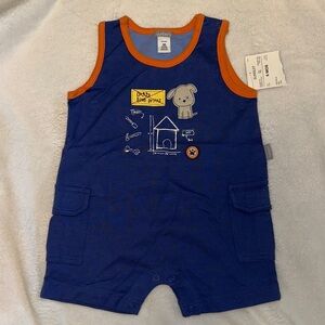 NWT CARTERS BLUE ORANGE DOG DOGGY SUNSUIT ROMPER SUMMER 6 MONTHS NEW